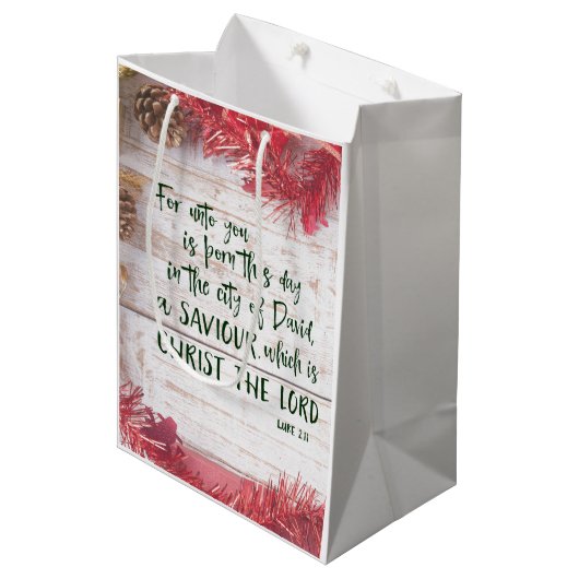 KJVバイブル聖句クリスマス ミディアムペーパーバッグ (正面アングル)