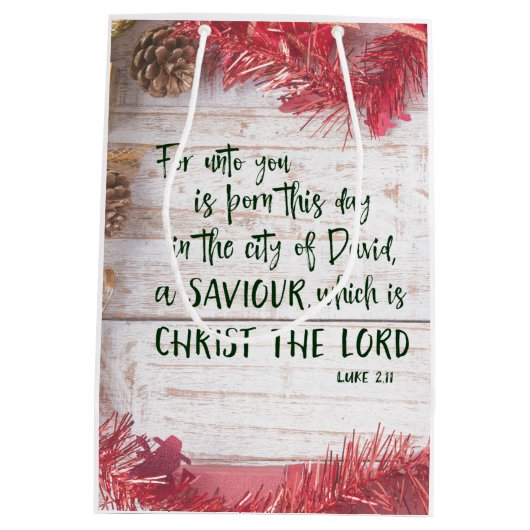 KJVバイブル聖句クリスマス ミディアムペーパーバッグ (裏面)