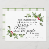 KJVバイブル・バースと宗教的なクリスマスカード シーズンカード (正面/裏面)