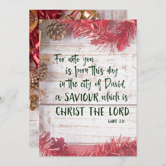 KJV聖なる書物、 経典クリスマス シーズンカード (正面/裏面)