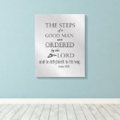 KJV聖書の聖句:善人のステップ キャンバスプリント (インサイチュ (ウッドフロア))