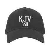 KJV 1611 黒と白のベースボールキャップ 刺繍入りキャップ