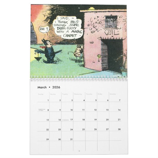 Klassic Kartoon Kat 2026 カレンダー (3月 2026)