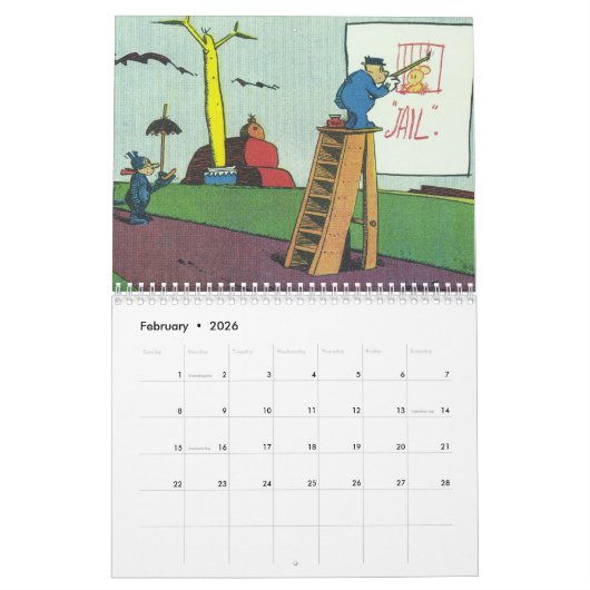 Klassic Kartoon Kat 2026 カレンダー (2月 2026)