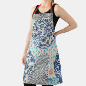 Klassisches Patchworkmuster in Indigo und Türkis エプロン (インサイチュ)