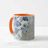 Klassisches Patchworkmuster in Indigo und Türkis  マグカップ (正面左)