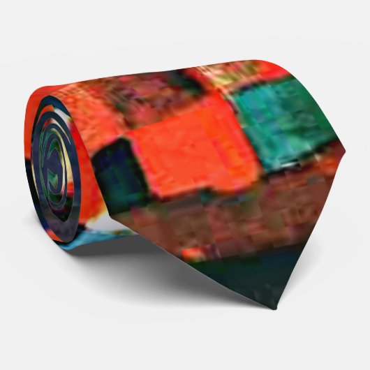 Klee – シティ写真と赤と緑のアクセント ネクタイ (ロール)