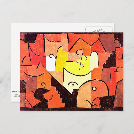 Klee -ステージの風景、抽象芸術アートワーク ポストカード (正面/裏面)