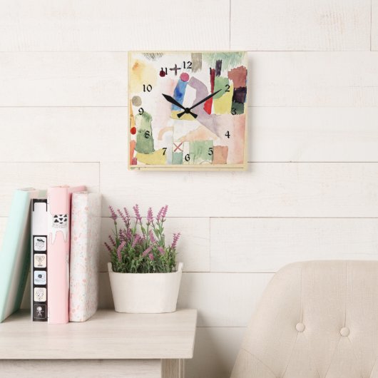 Klee – 哀れな水の色 スクエア壁時計 (読書スペース)