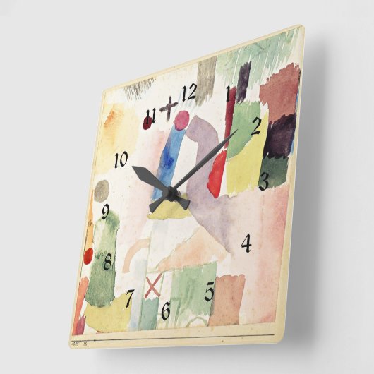 Klee – 哀れな水の色 スクエア壁時計 (傾斜)