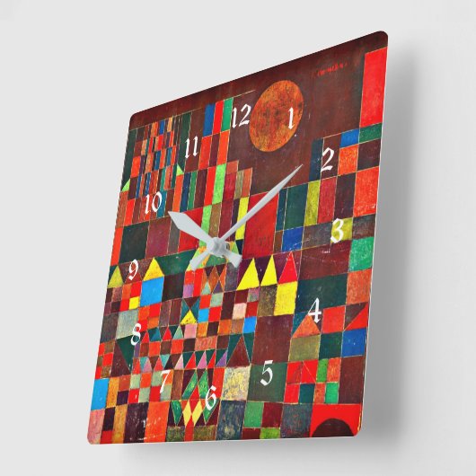 Klee – 城と太陽 スクエア壁時計 (傾斜)