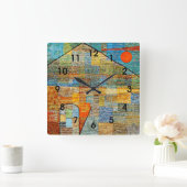 Klee - Ad Parnassus, Paul Klee artwork スクエア壁時計 (ホーム)