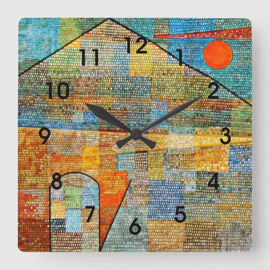 Klee - Ad Parnassus, Paul Klee artwork スクエア壁時計 (正面)