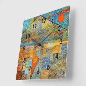 Klee - Ad Parnassus, Paul Klee artwork スクエア壁時計 (傾斜)