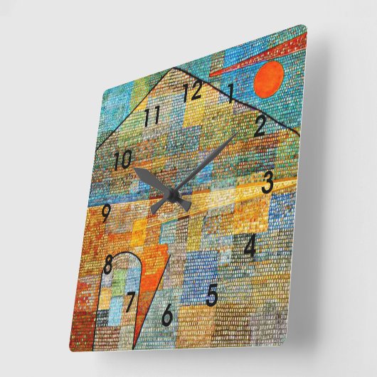 Klee - Ad Parnassus, Paul Klee artwork スクエア壁時計 (傾斜)