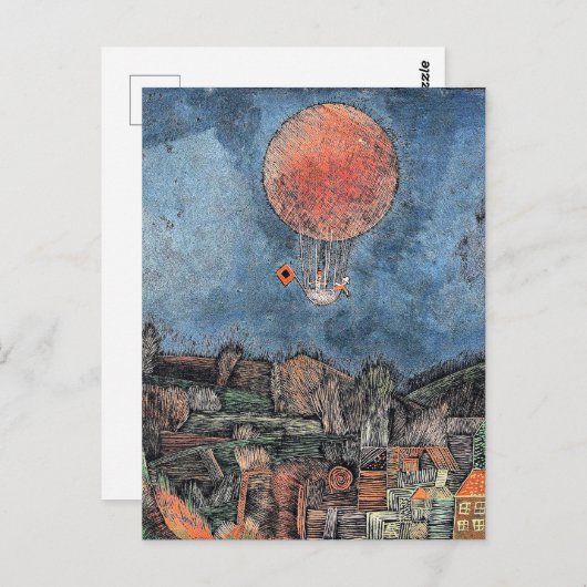 Klee - Der Luftballoon, abstract artwork ポストカード (正面/裏面)