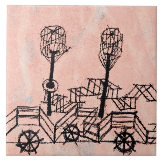 Klee - Old Steamboat、抽象芸術・アート タイル (正面)