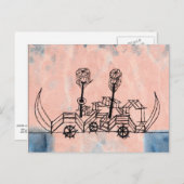 Klee - Old Steamboat、抽象芸術・アート ポストカード (正面/裏面)