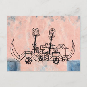 Klee - Old Steamboat、抽象芸術・アート ポストカード