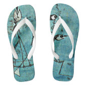 Klee - Twittering Machine、有名な抽象芸術アートワーク ビーチサンダル (フットベッド)