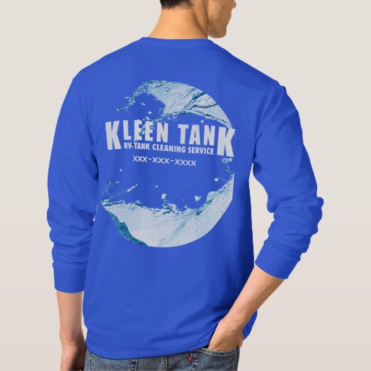 Kleen Tank Long Sleeve White on Blue Customizable  Tシャツ (裏面)