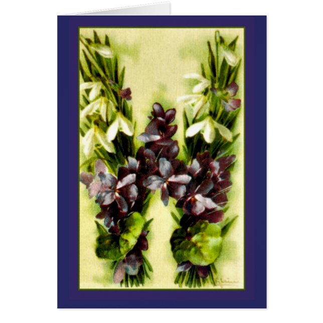 Kleinの花のアルファベットの青いバイオレットの手紙W (正面)