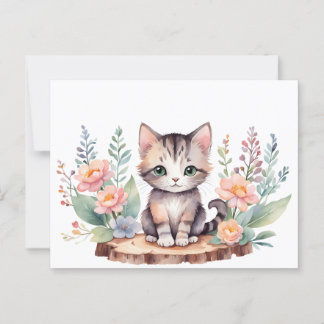 Kleine Katze mit Blumen ポストカード