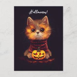 Kleine niedliche Katze im Halloweenkostüm. ポストカード