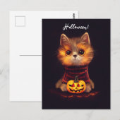 Kleine niedliche Katze im Halloweenkostüm. ポストカード (正面/裏面)