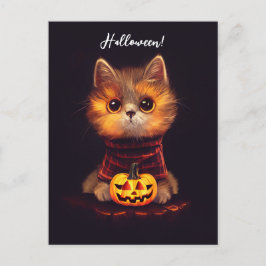 Kleine niedliche Katze im Halloweenkostüm. ポストカード