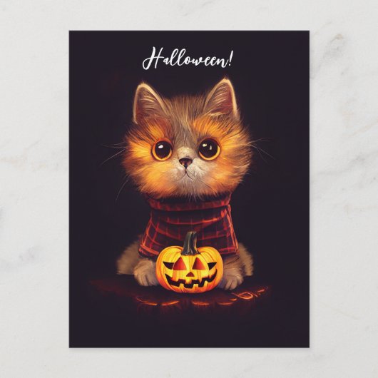 Kleine niedliche Katze im Halloweenkostüm. ポストカード (正面)