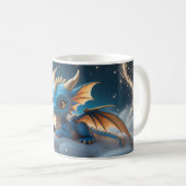 Kleiner blauer Dino auf einer Wolke  コーヒーマグカップ (正面右)