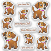 Kleiner brauner Hund, stehend -  シール (正面)