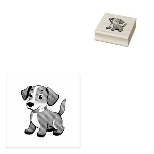 Kleiner brauner Hund, stehend - ラバースタンプ (押印)