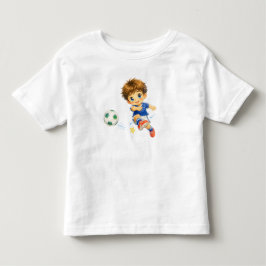 Kleiner Fußballer beim Schuss aufs Tor トドラーTシャツ