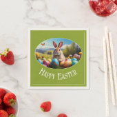 Kleiner Osterhase in Landschaft, oval -  スタンダードカクテルナプキン (インサイチュ)
