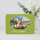 Kleiner Osterhase in Landschaft, oval - Karte 招待状 (スタンド正面)