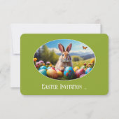 Kleiner Osterhase in Landschaft, oval - Karte 招待状 (正面)