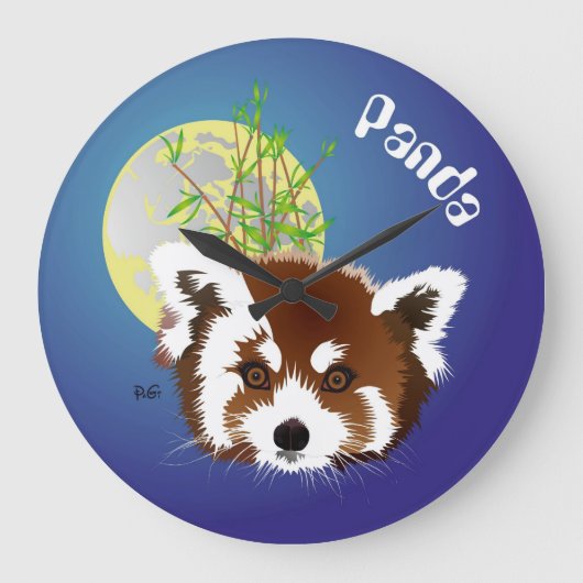 Kleiner Panda, Ailurus fulgens Uhr ラージ壁時計 (正面)