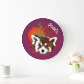Kleiner Panda, Ailurus fulgens Uhr ラージ壁時計 (ホーム)