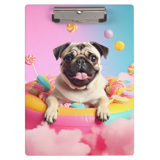 Klemmbrett – Süßer glücklicher Mops  クリップボード (正面)