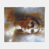 Kleopatra Porträt in Goldener Majestät フリースブランケット (正面(横))