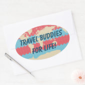 Kleurrijke Koffer Sticker 楕円形シール (封筒)