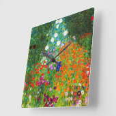 Klimtの『花園』の壁掛け時計 スクエア壁時計 (傾斜)