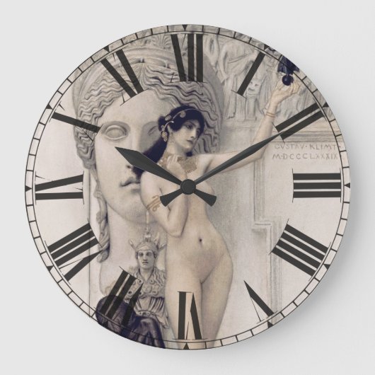 Klimt Allegory of Sculpture Art Wall Clock ラージ壁時計 (正面)