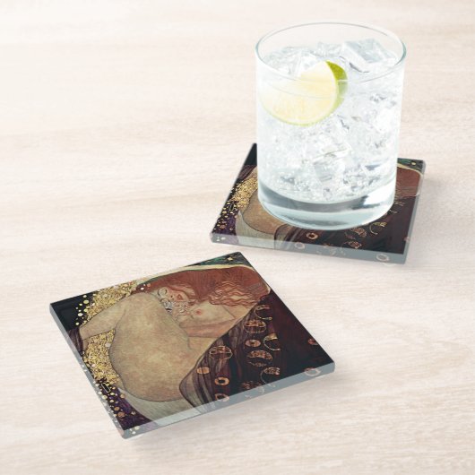 Klimt Danae Gold Art Glass Coaster ガラスコースター (アングル)