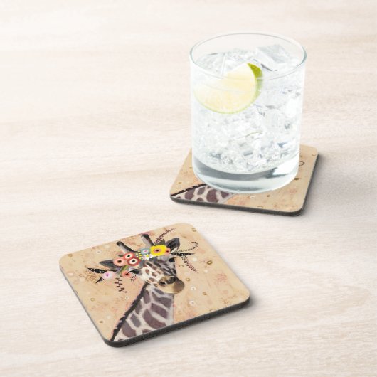 Klimt Giraffe | Crown Of Flowers コースター (右側)