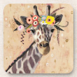 Klimt Giraffe | Crown Of Flowers コースター<br><div class="desc">This print features a sweet giraffe adorned in a crown of flowers | By Victoria Borges. Image ID: 128245GG</div>