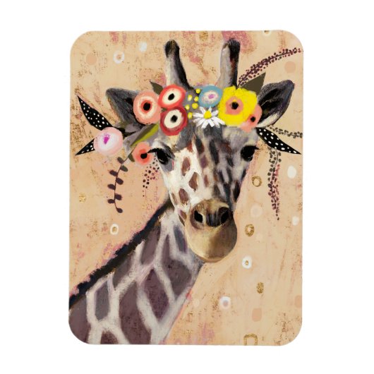 Klimt Giraffe | Crown Of Flowers マグネット (縦)