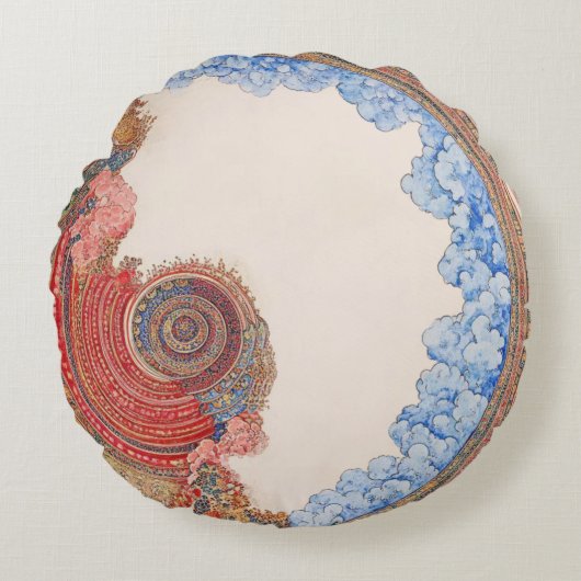 Klimt-Inspired Surreal  ラウンドクッション (正面)